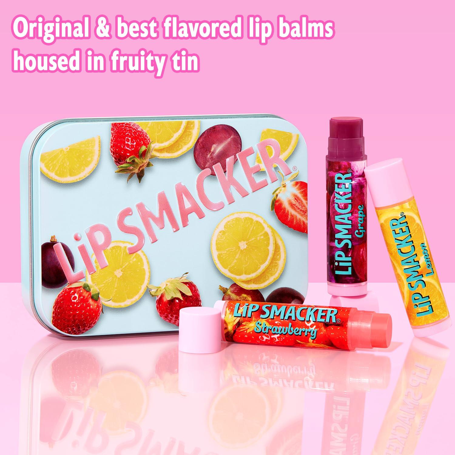 Trío de Bálsamos Labiales Lip Smacker Uva Limón Fresa 1 Cuenta