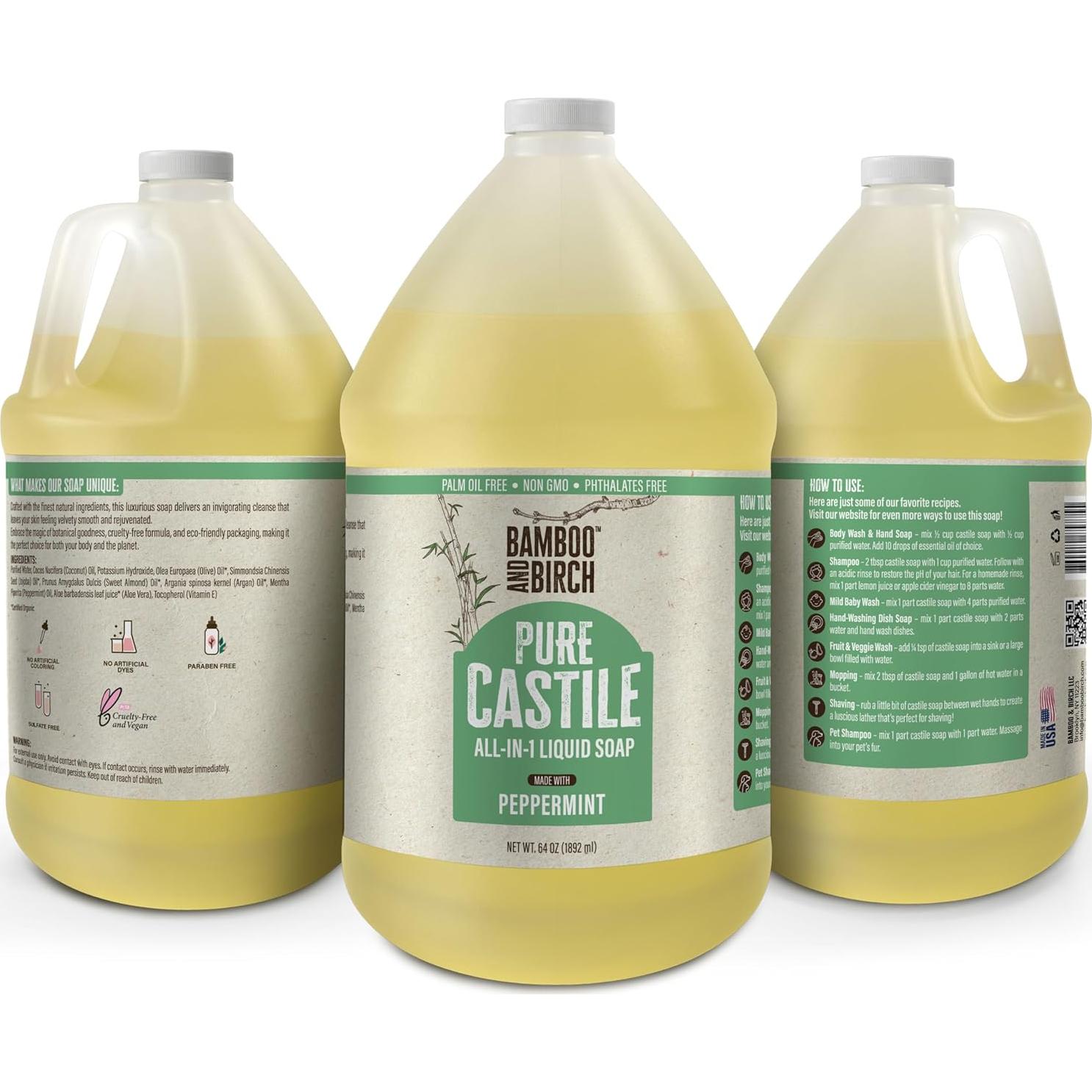 Jabón Líquido de Castilla Puro Bamboo & Birch Menta 1.89L