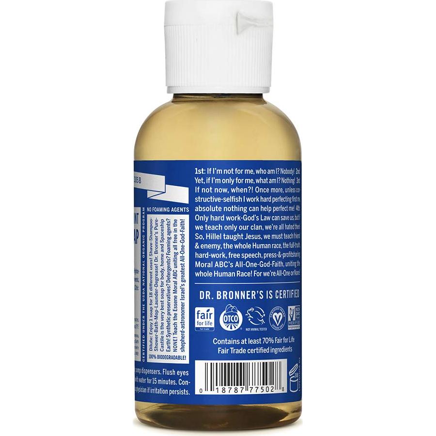 Jabón Líquido Orgánico Dr. Bronner's Menta 59 ml - Vegano