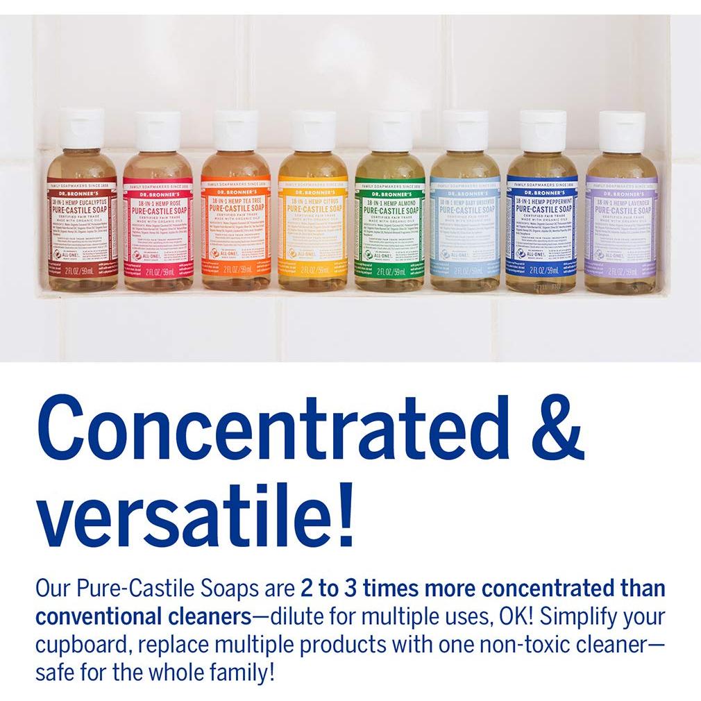 Jabón Líquido Orgánico Dr. Bronner's Menta 59 ml - Vegano