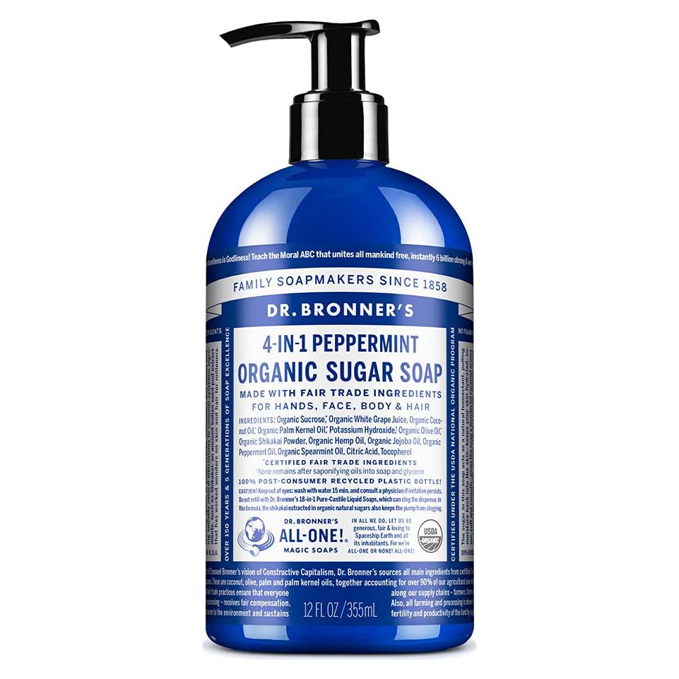 Jabón Orgánico Dr. Bronner's Menta 340 g - Vegano y Sostenible