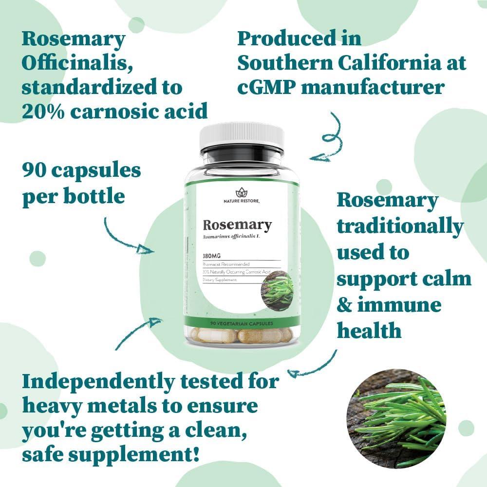 Suplemento Extracto de Romero Nature Restore 90 Cápsulas 380mg