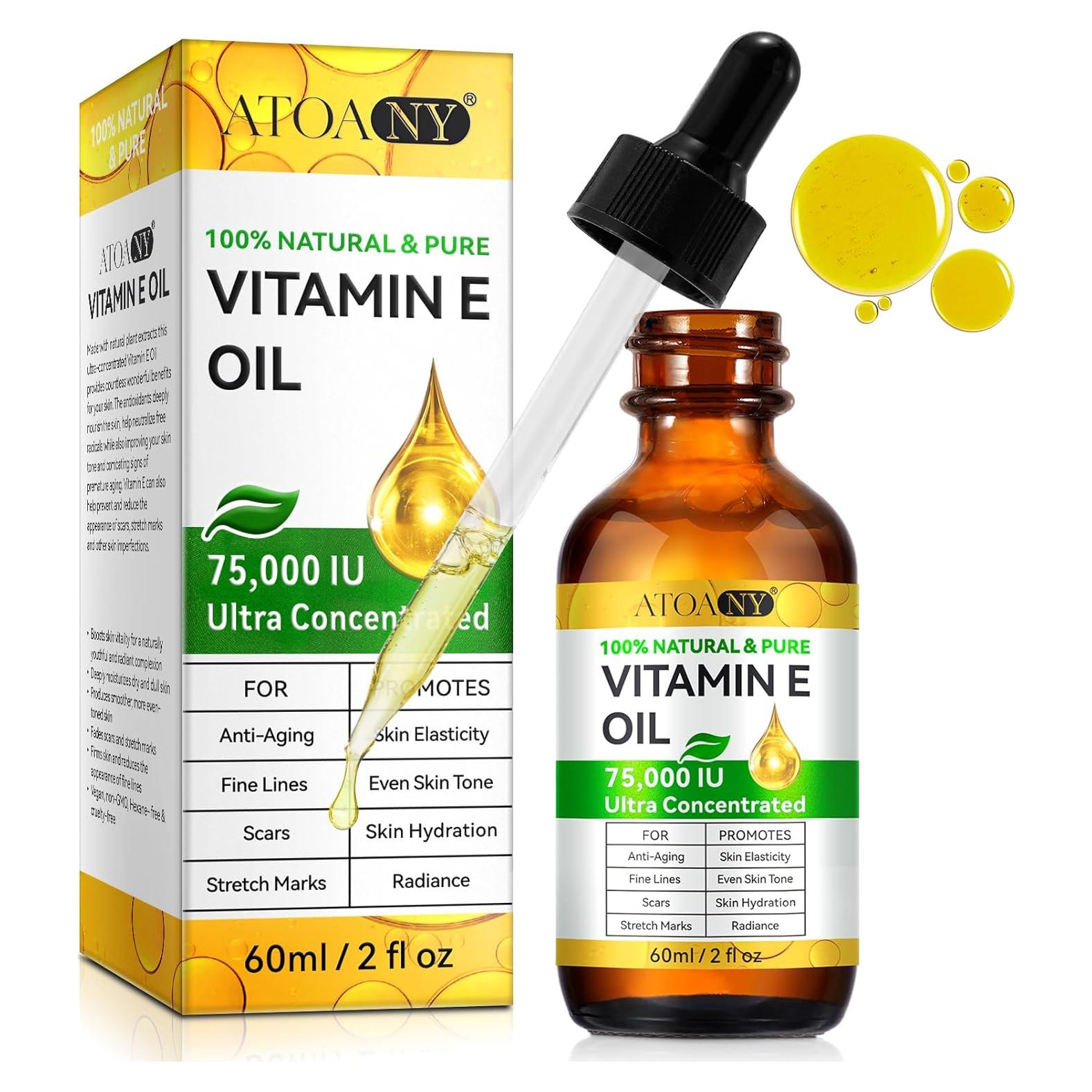 Aceite de Vitamina E Puro 75,000 UI NenMaoKeNu 60 ml Hidratante