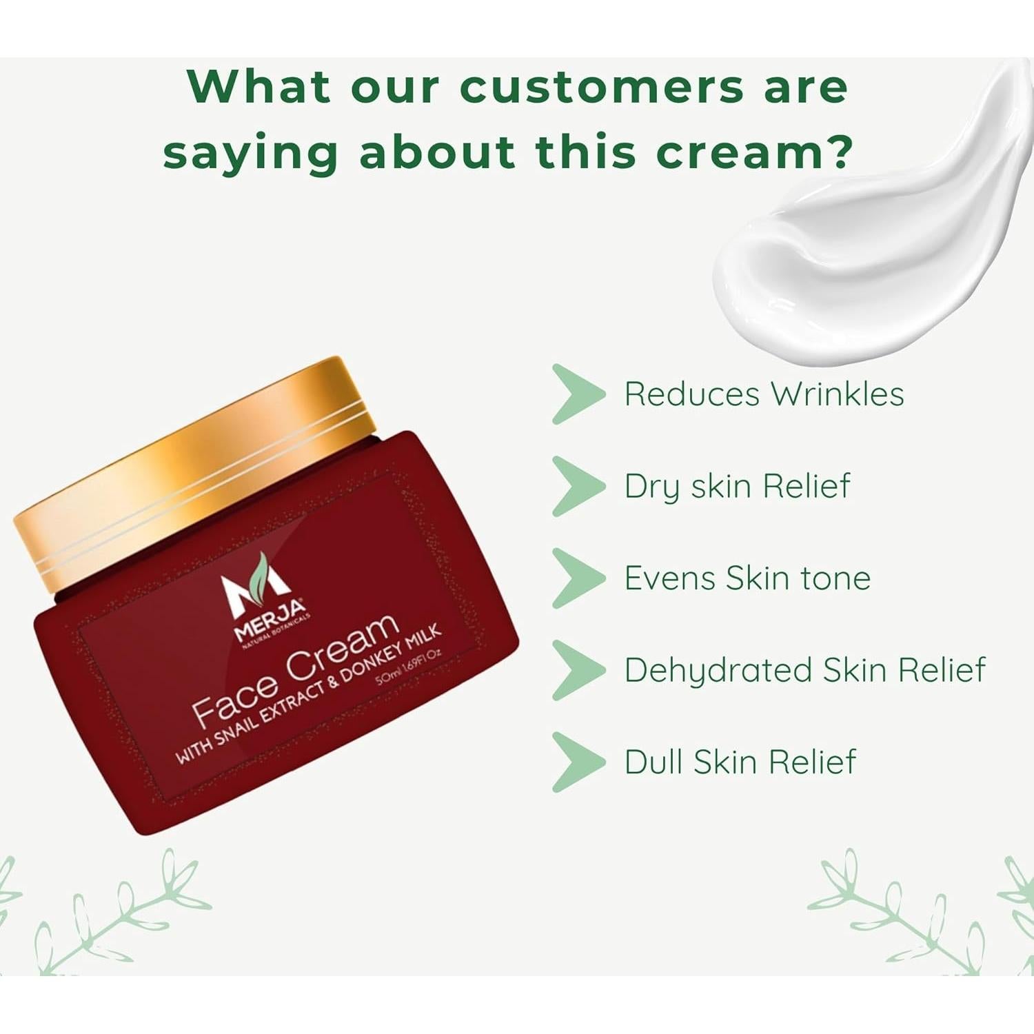 Crema Facial Anti-envejecimiento Merja Herbs 50ml - Leche de Burra y Colágeno