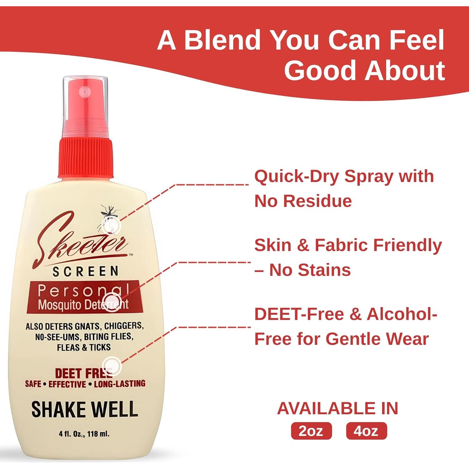 Spray Repelente de Mosquitos Skeeter Screen 118 ml - Sin DEET