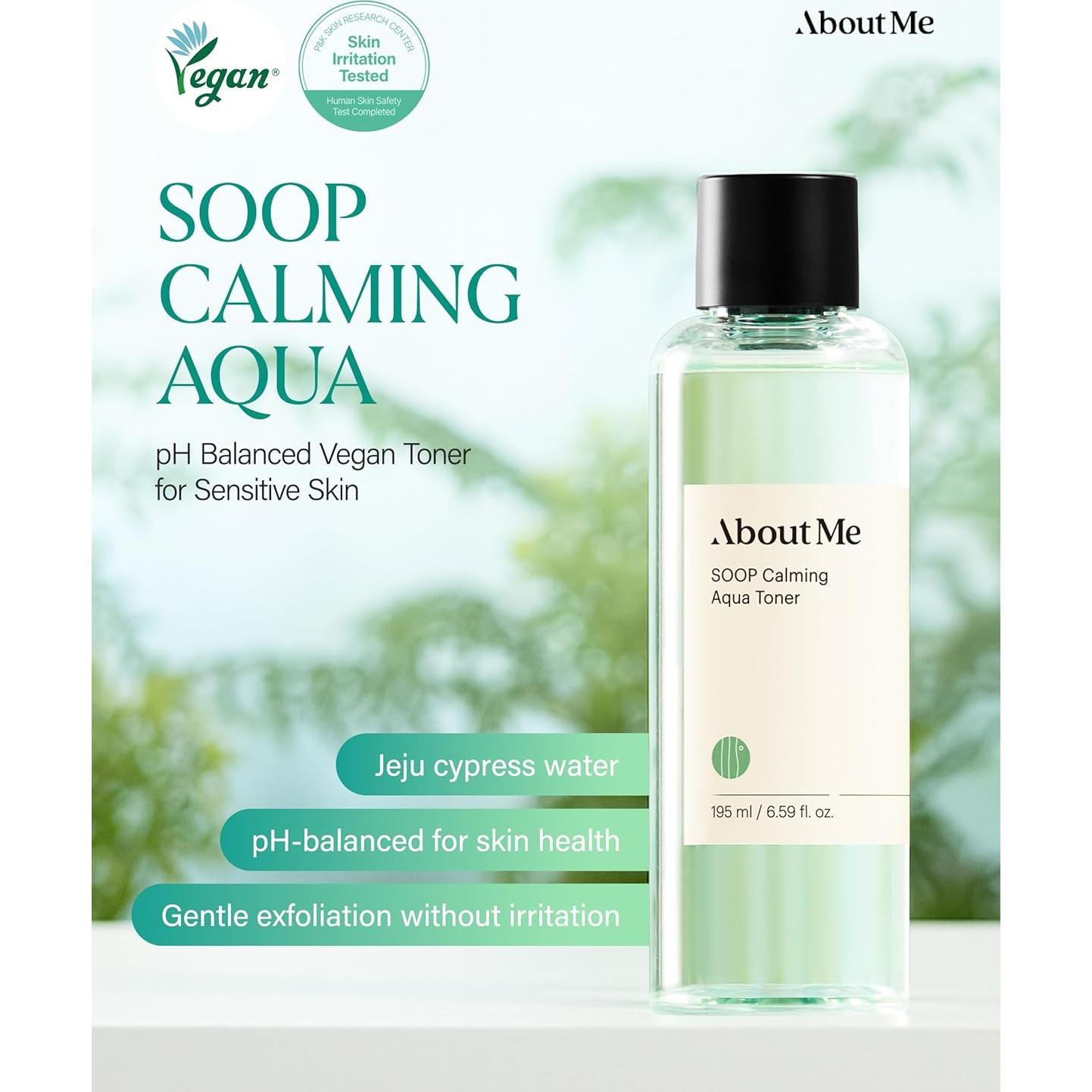 Tónico Aqua Calmante About Me 195ml - Exfoliación Suave pH Equilibrante