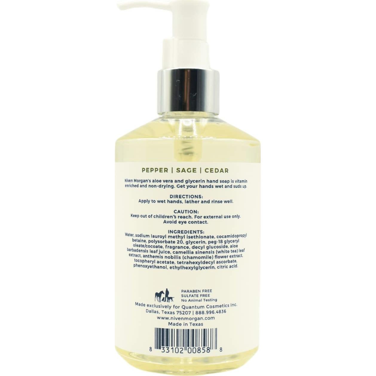 Jabón de Manos Niven Morgan Pimienta, Salvia y Cedro 325ml