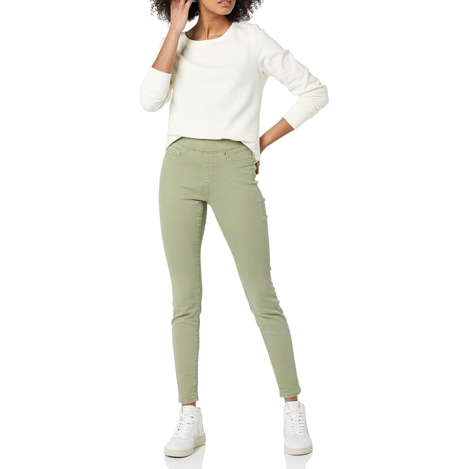 Pantalones Jegging Amazon Essentials Tiro Medio Mujeres 18 Corto Verde Salvia