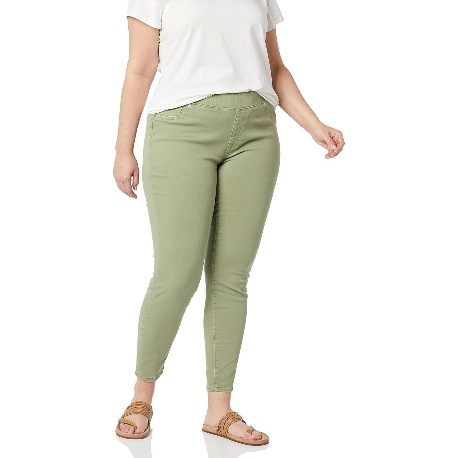 Pantalones Jegging Amazon Essentials Tiro Medio Mujeres 18 Corto Verde Salvia