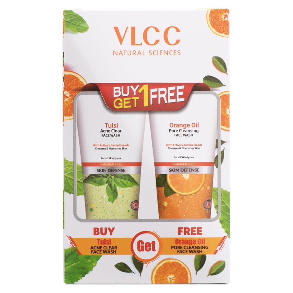 Combo Lavado Facial VLCC Albahaca Sagrada y Naranja 300ml