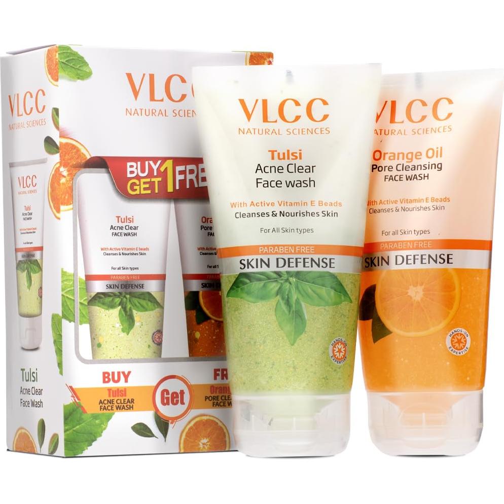Combo Lavado Facial VLCC Albahaca Sagrada y Naranja 300ml
