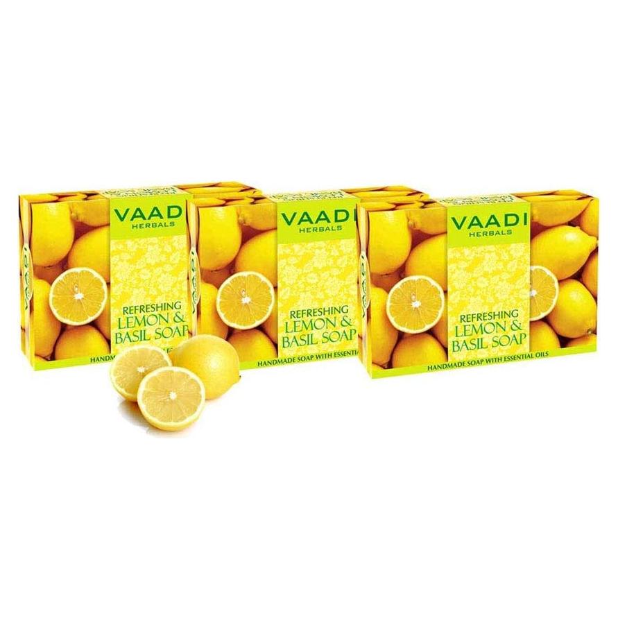 Jabón Refrescante de Limón y Albahaca Vaadi Herbals 3x75g