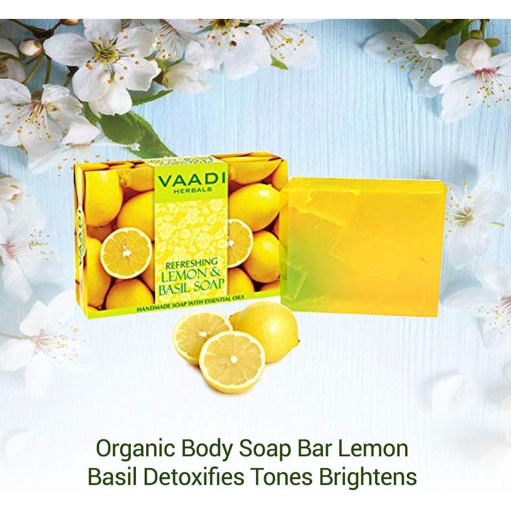 Jabón Refrescante de Limón y Albahaca Vaadi Herbals 3x75g