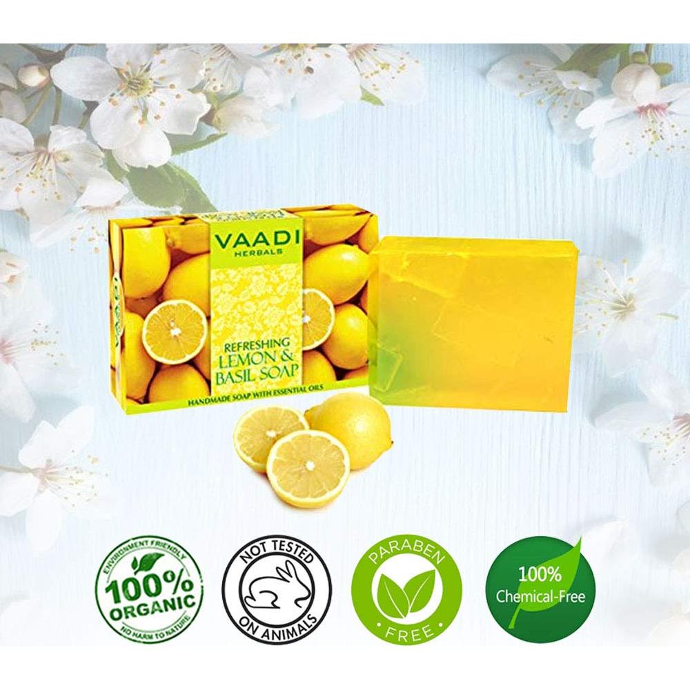 Jabón Refrescante de Limón y Albahaca Vaadi Herbals 3x75g
