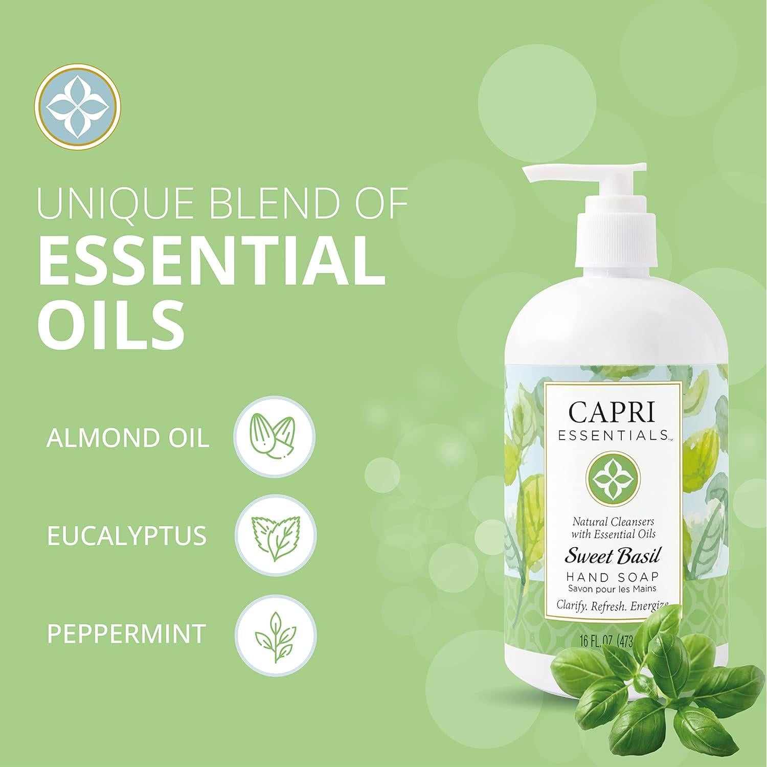 Jabón Líquido para Manos Capri Essentials 473 ml Aroma Albahaca