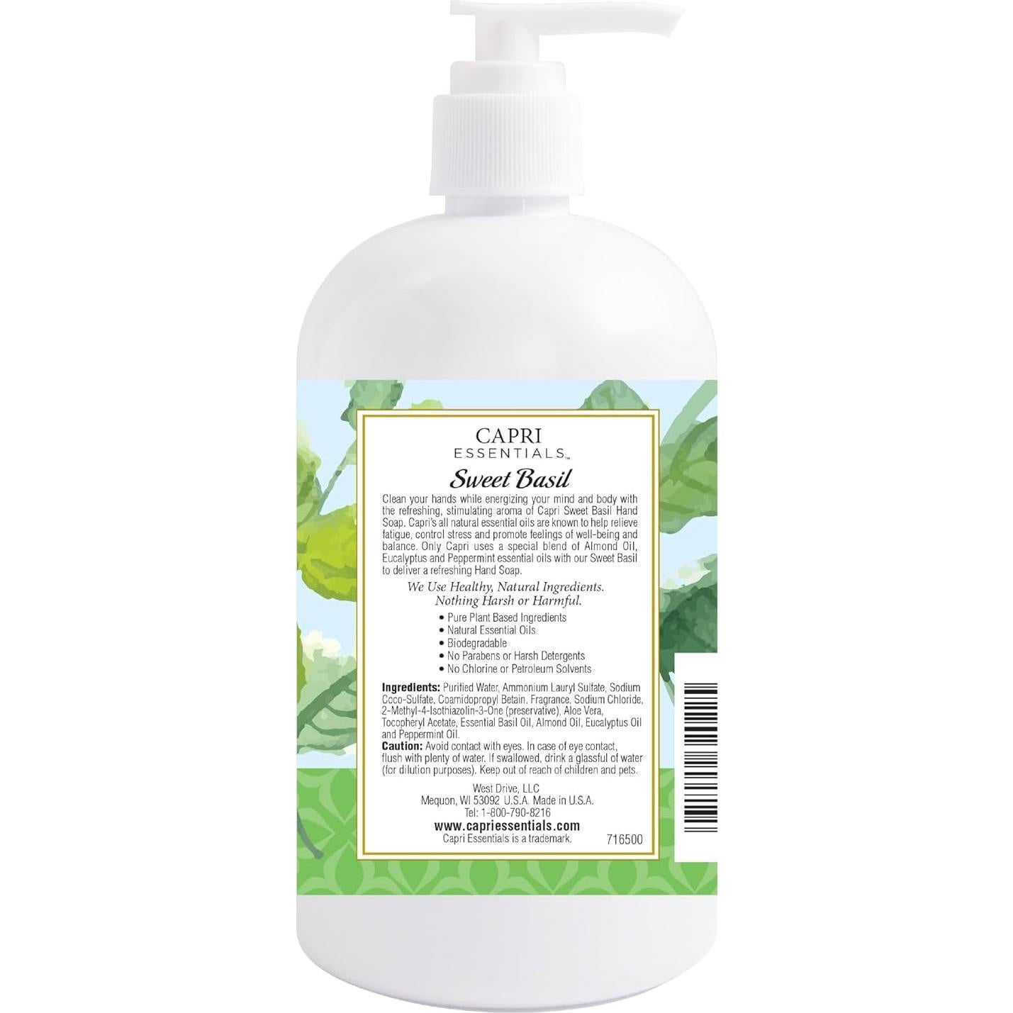 Jabón Líquido para Manos Capri Essentials 473 ml Aroma Albahaca