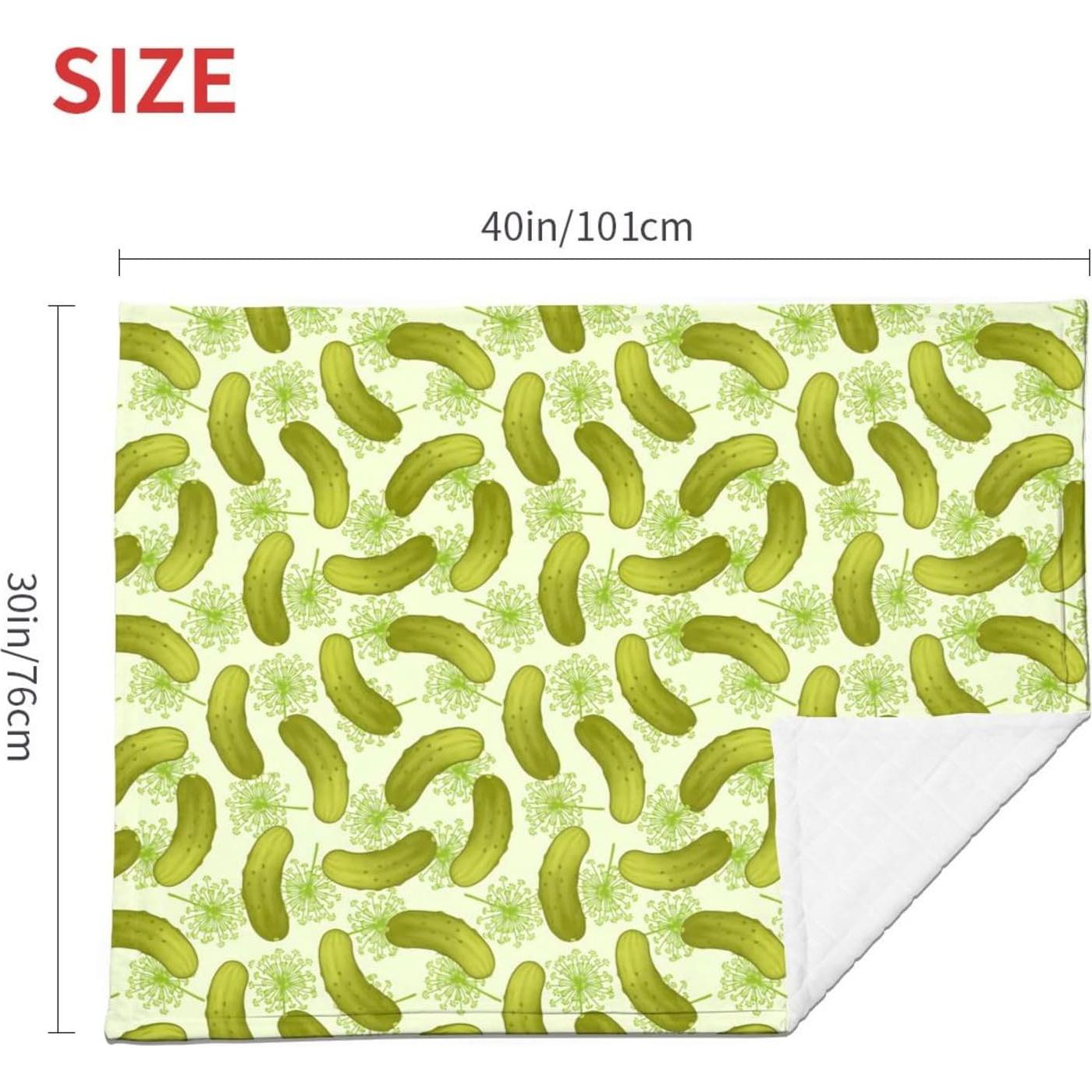 Dill Pickles Baby Blanket for Boys Girls, Soft Plush Receiving for Newborns 30x40 Inches