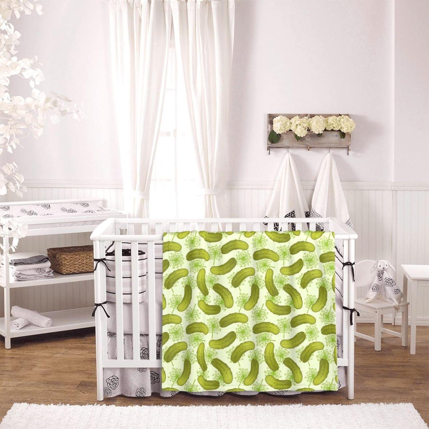 Dill Pickles Baby Blanket for Boys Girls, Soft Plush Receiving for Newborns 30x40 Inches