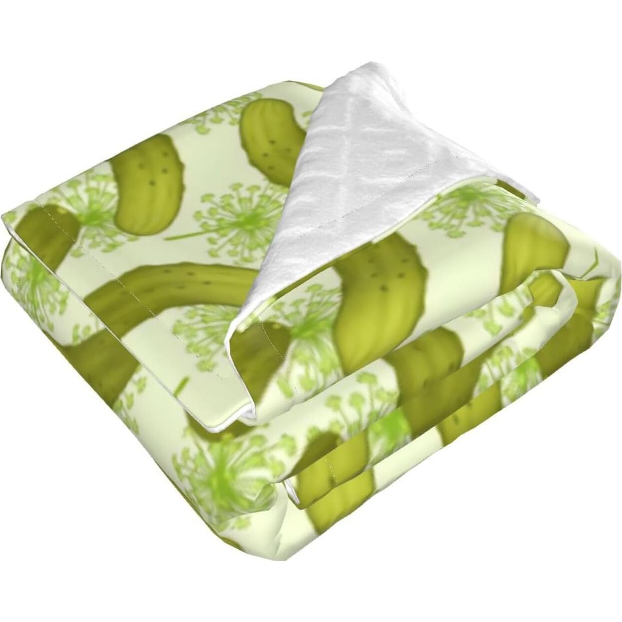 Dill Pickles Baby Blanket for Boys Girls, Soft Plush Receiving for Newborns 30x40 Inches