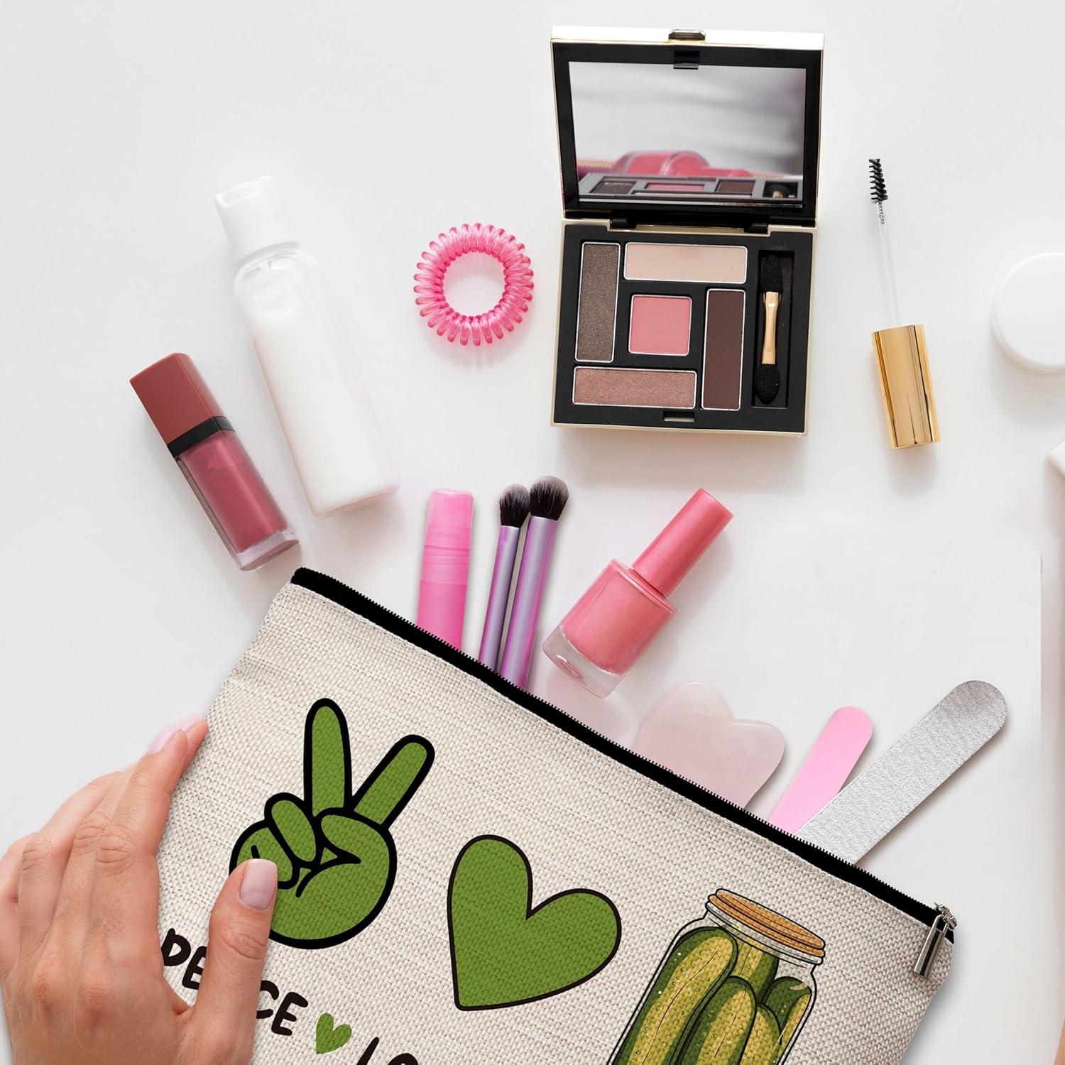 Bolsa Cosmética de Lino para Mujeres - 22.86x17.78 cm