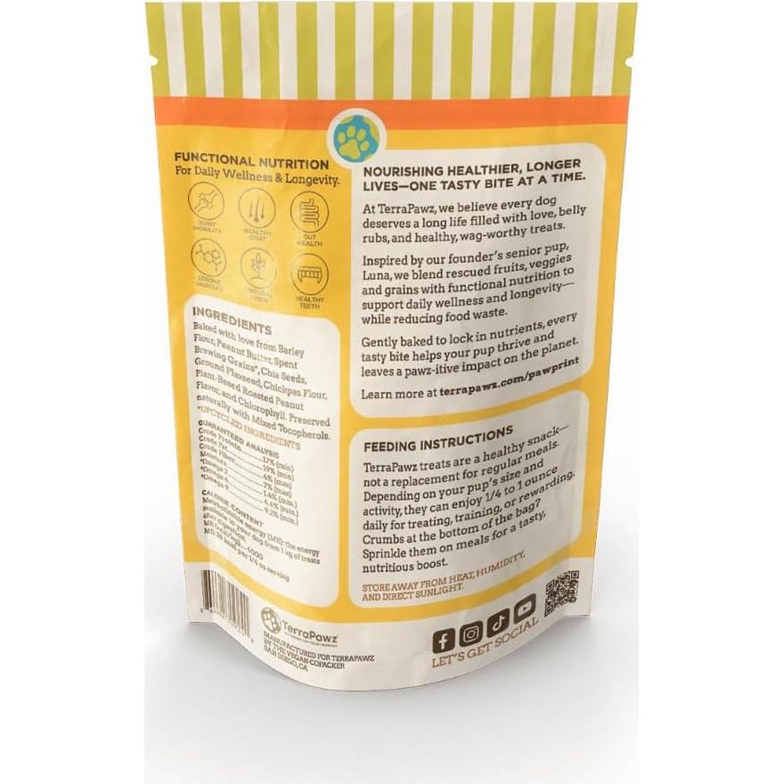 Golosinas Veganas para Perros TerraPawz 226.8 g - Sabor Mantequilla de Maní