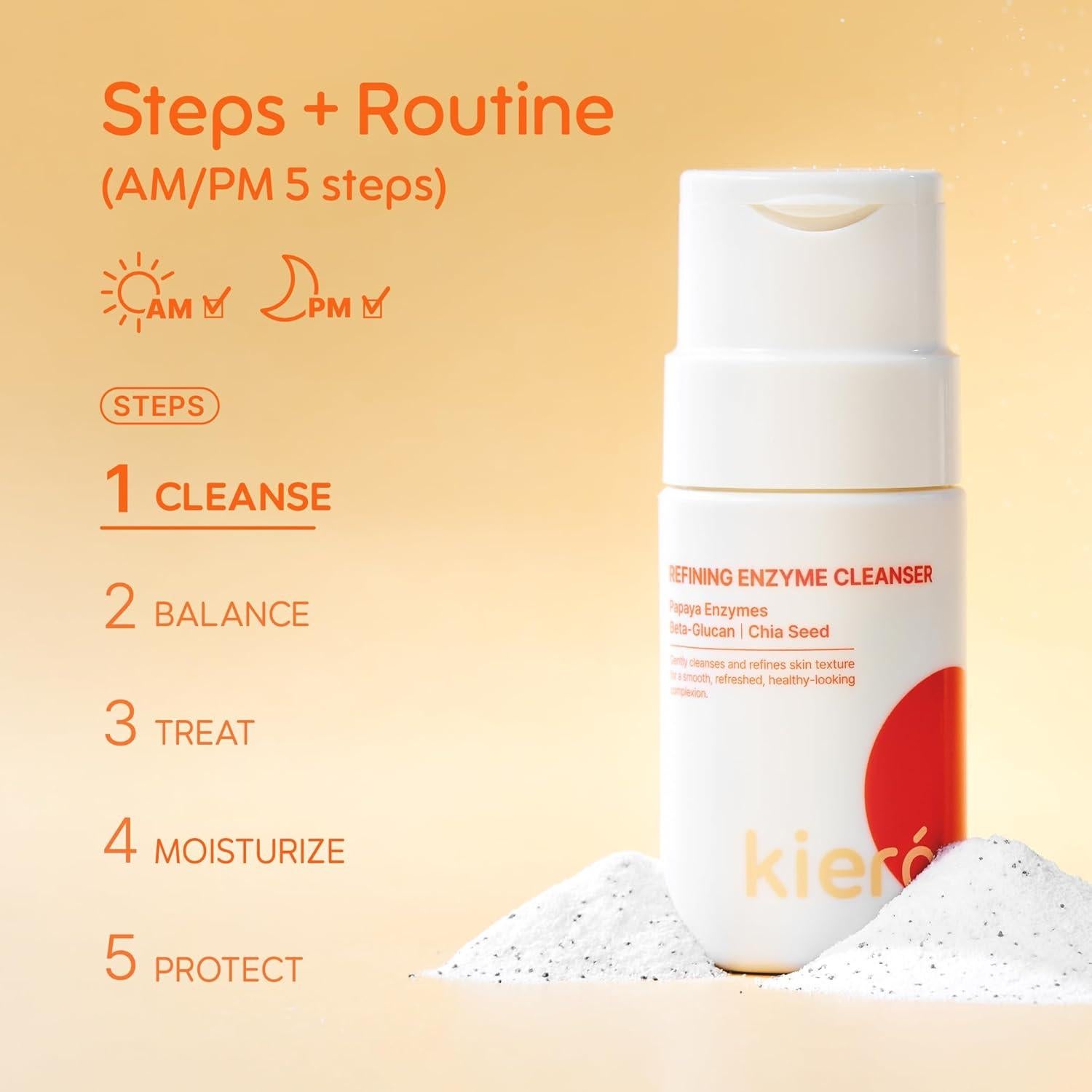 Limpiador Enzimático Refinador Kiero 50g - Facial Vegano con Papaya