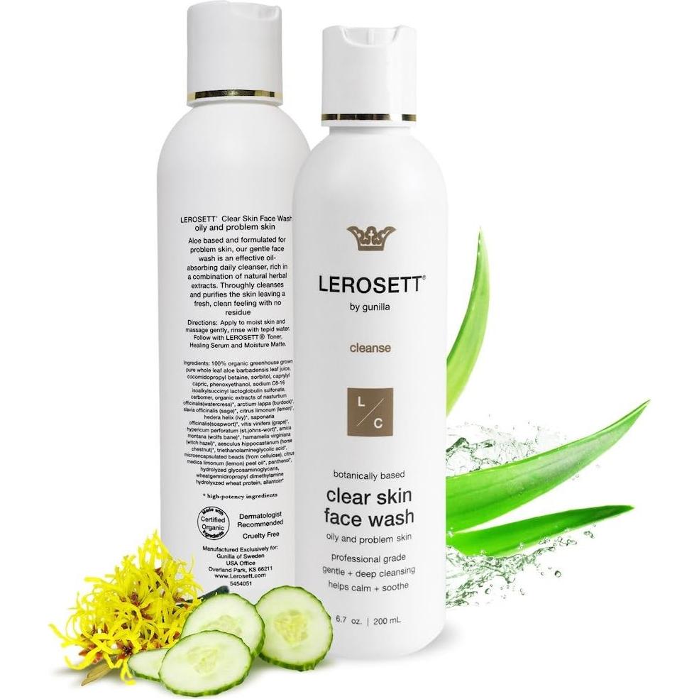 LEROSETT Limpiador Facial Gel Aloe 190.5g - Vegano Spa