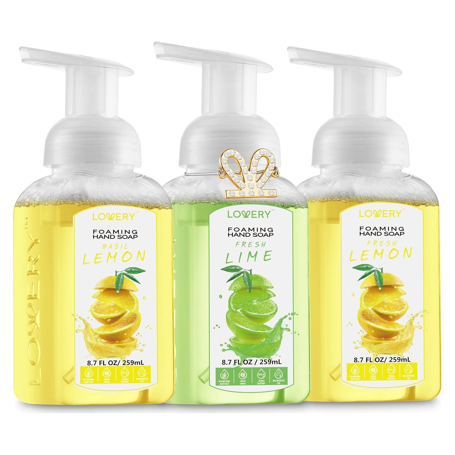 Jabón de Manos Espumoso Lovery - Pack de 3 Aromas Naturales