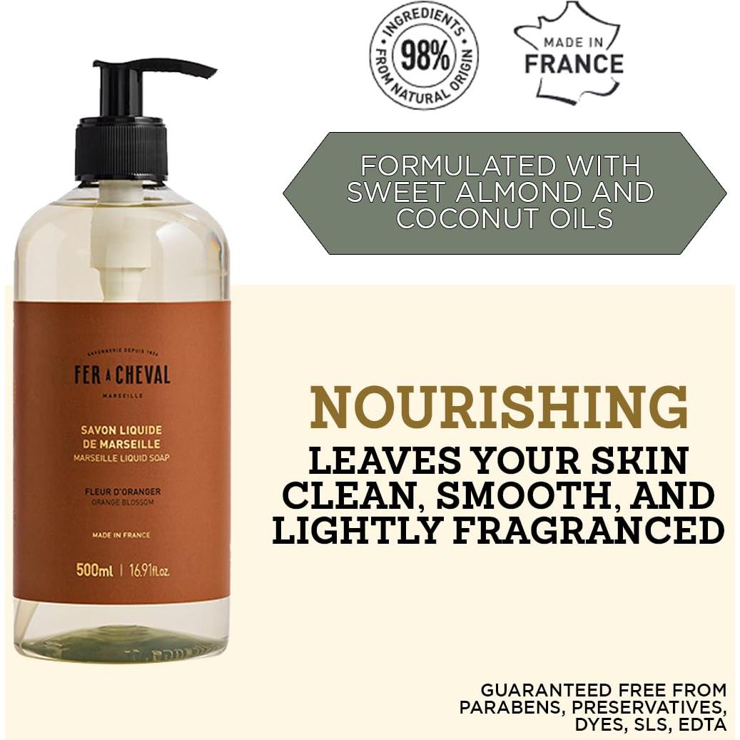 Jabón Líquido Fer à Cheval 500ml Flor de Naranjo - Hidratante
