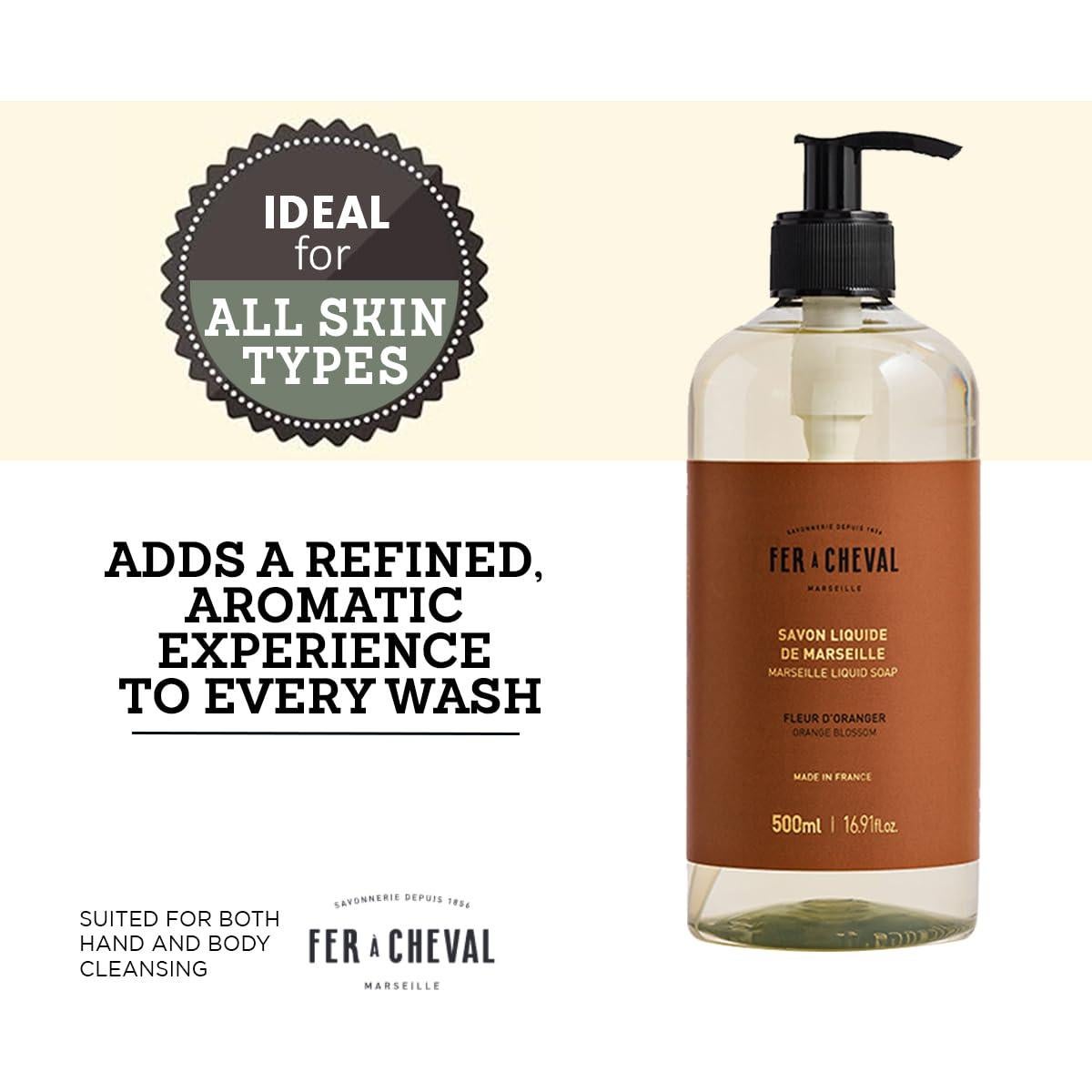Jabón Líquido Fer à Cheval 500ml Flor de Naranjo - Hidratante