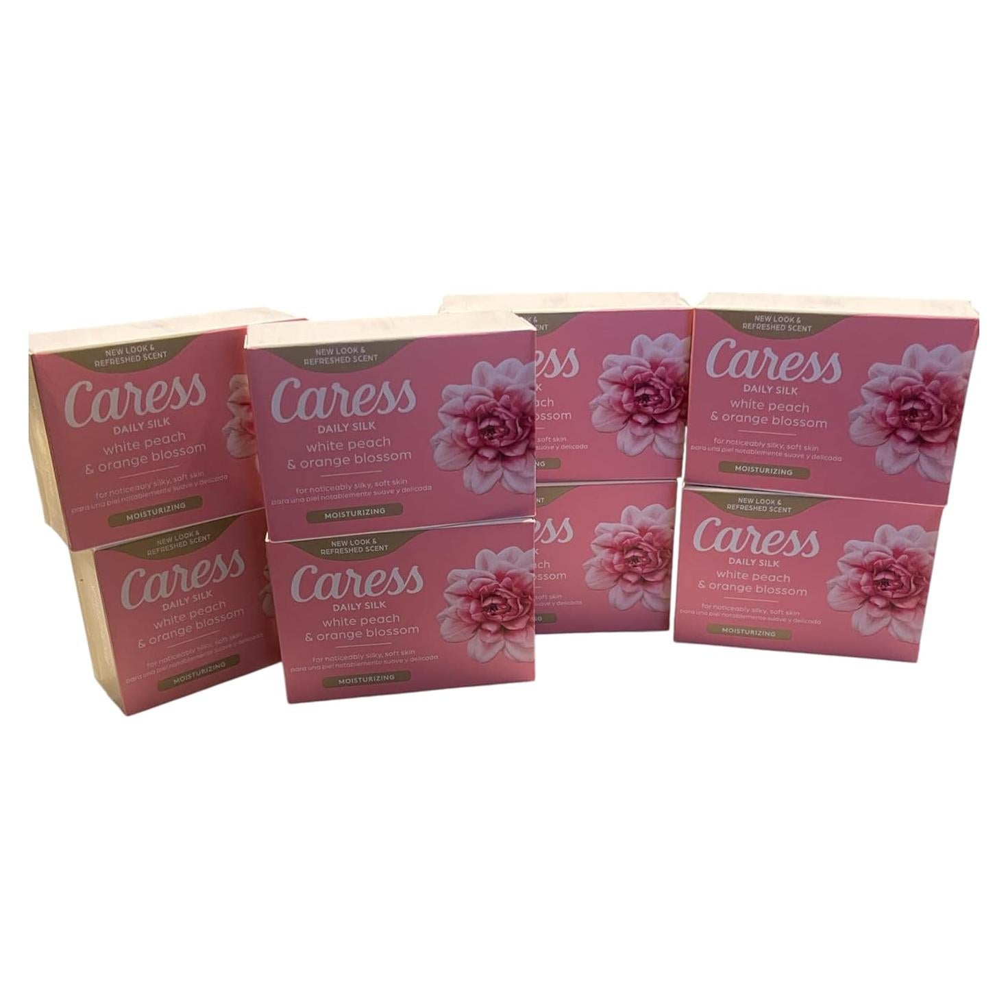 Jabón de Belleza Hidratante Caress Daily Silk Durazno Blanco 8 Unidades