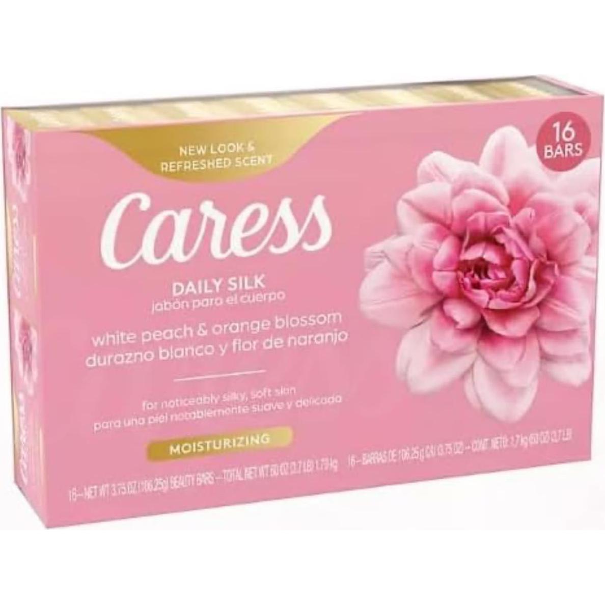 Jabón de baño hidratante Caress Daily Silk 16 unidades durazno