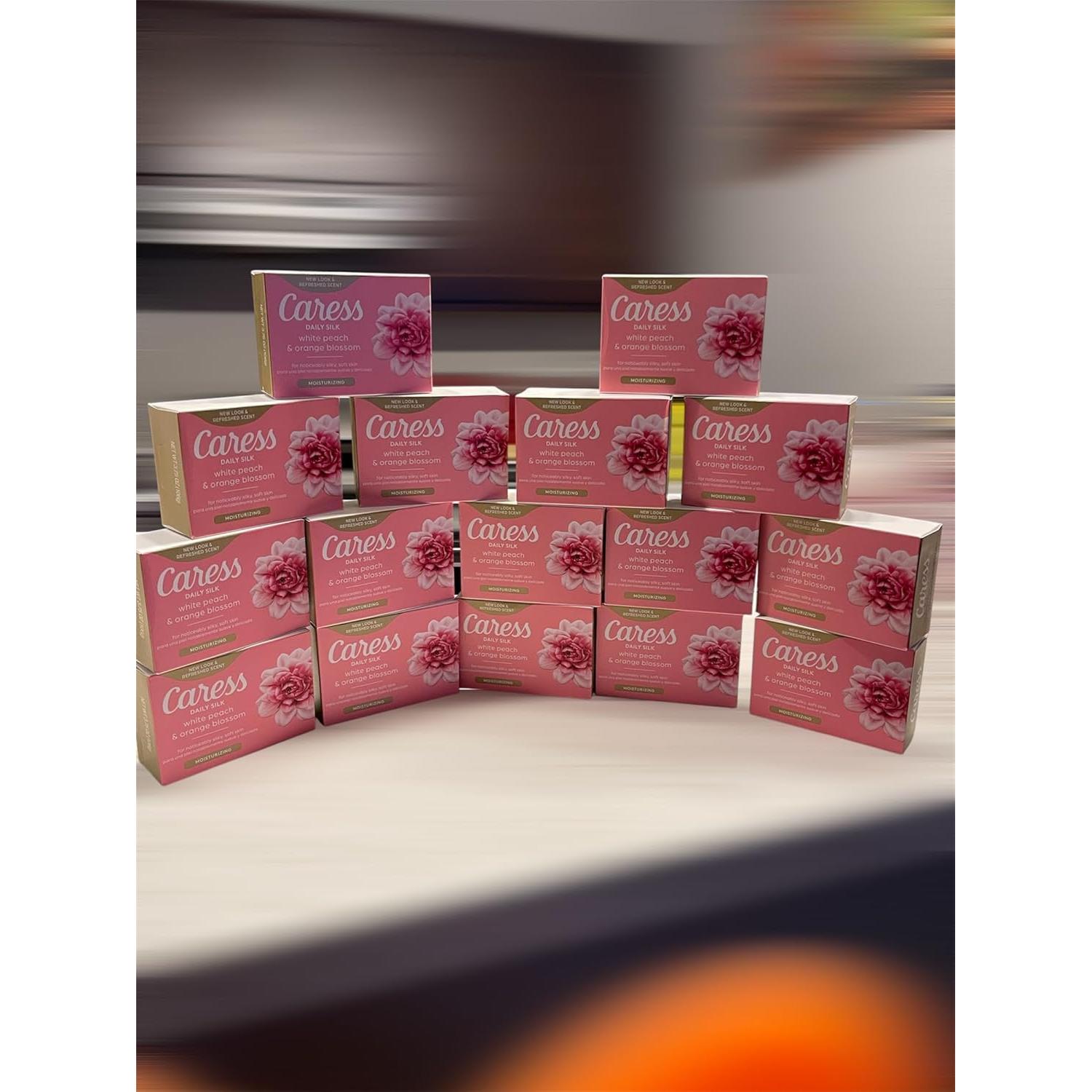 Jabón de baño hidratante Caress Daily Silk 16 unidades durazno