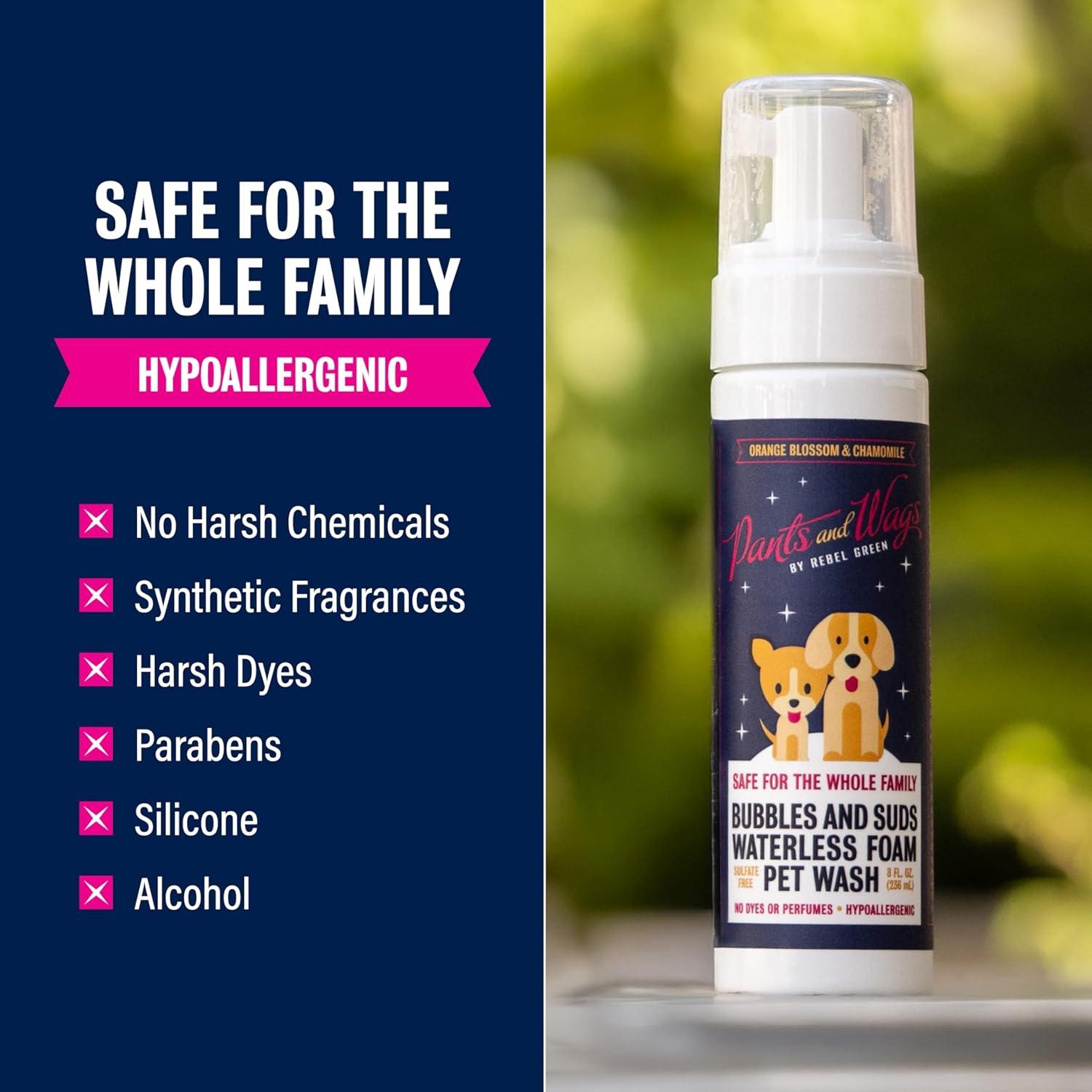 Espuma Lavado Sin Agua para Mascotas Rebel Green 236.6 ml