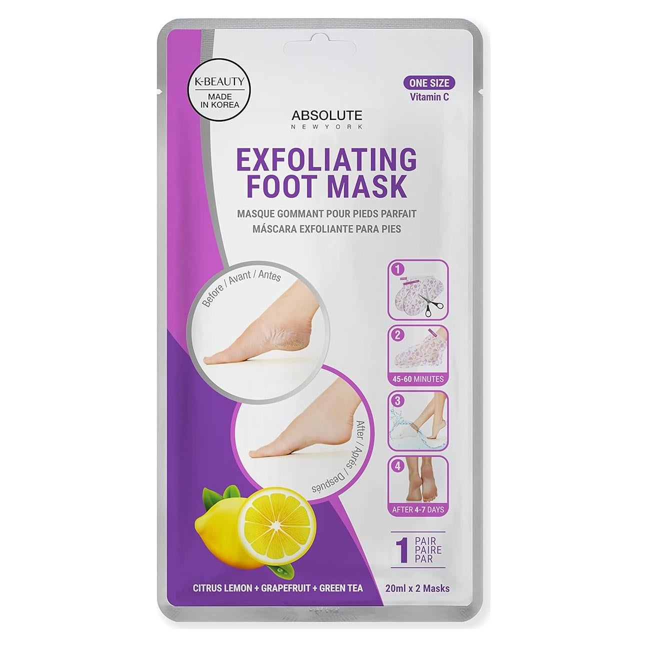 Máscara Exfoliante para Pies Absolute New York - K-Beauty