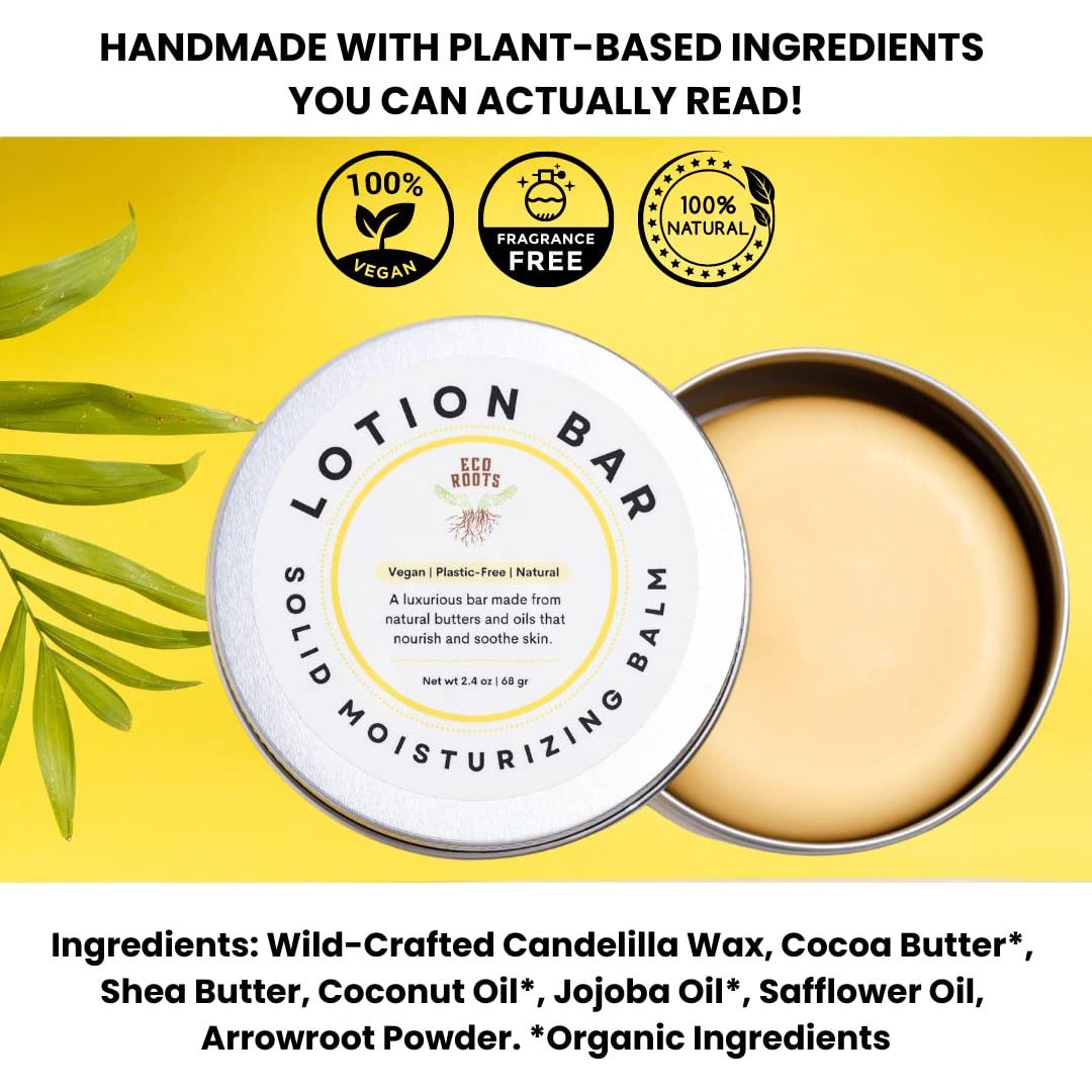 Barra de Loción Vegana EcoRoots 68g - Hidratante Natural Sólido