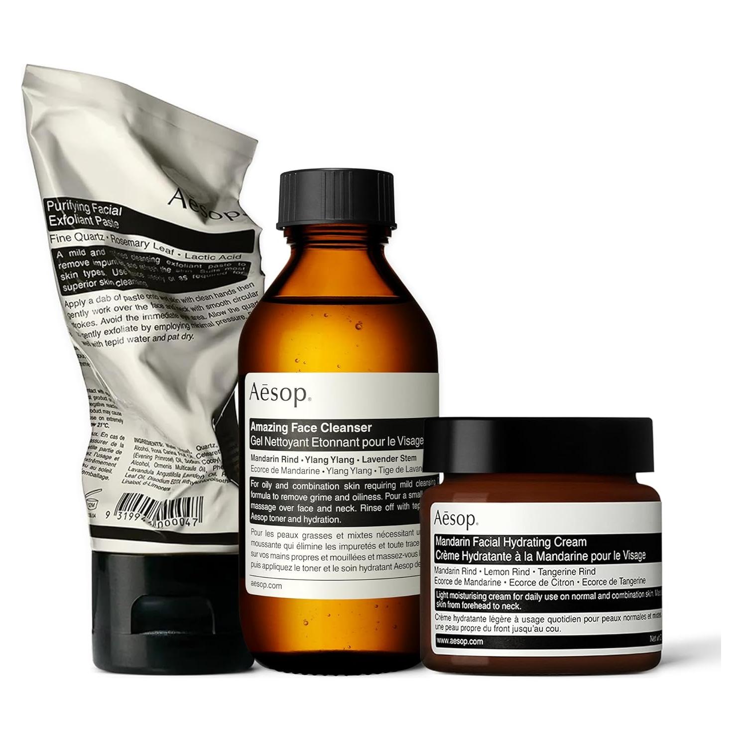 Kit de Cuidado Facial Aesop - Crema, Limpiador y Exfoliante