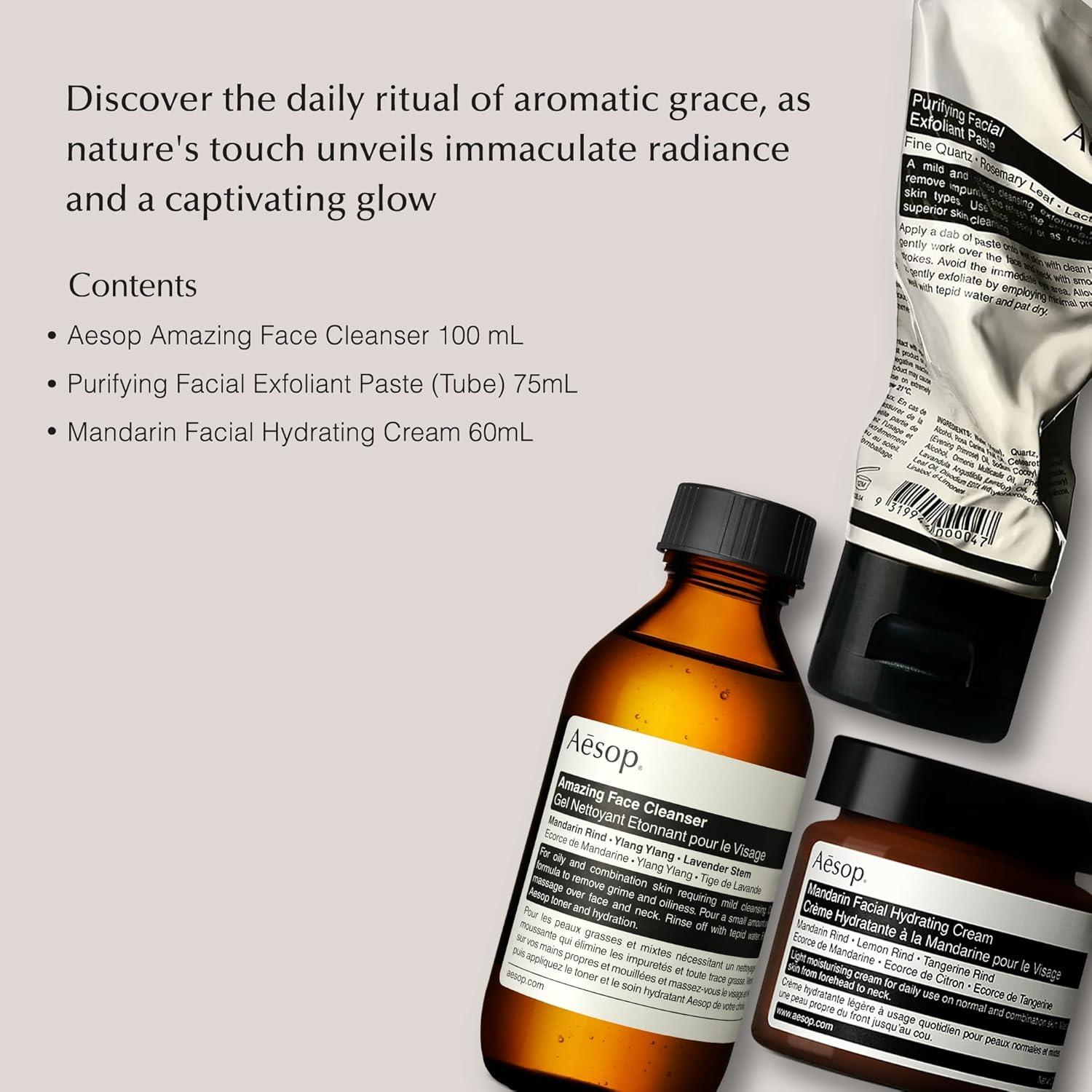 Kit de Cuidado Facial Aesop - Crema, Limpiador y Exfoliante
