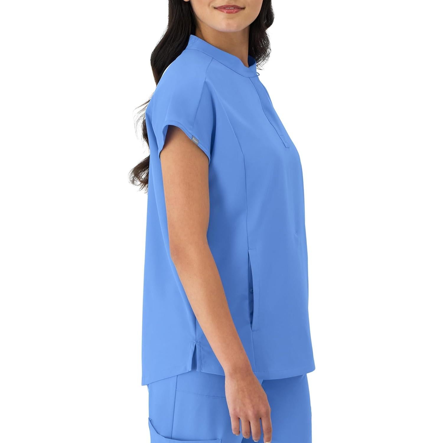 Camiseta de Scrubs para Mujeres Hanes Cuello Mandarín Azul Cielo