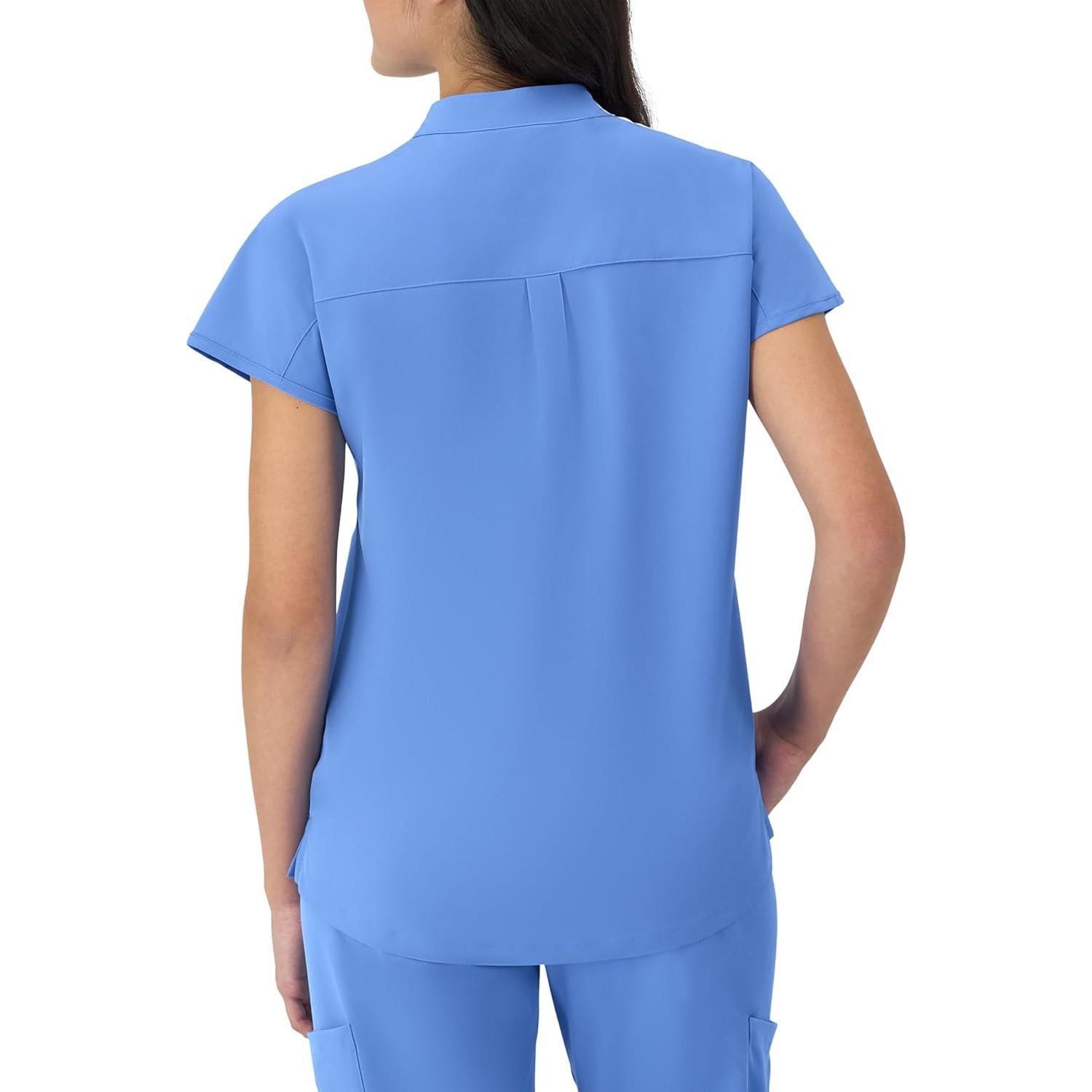 Camiseta de Scrubs para Mujeres Hanes Cuello Mandarín Azul Cielo