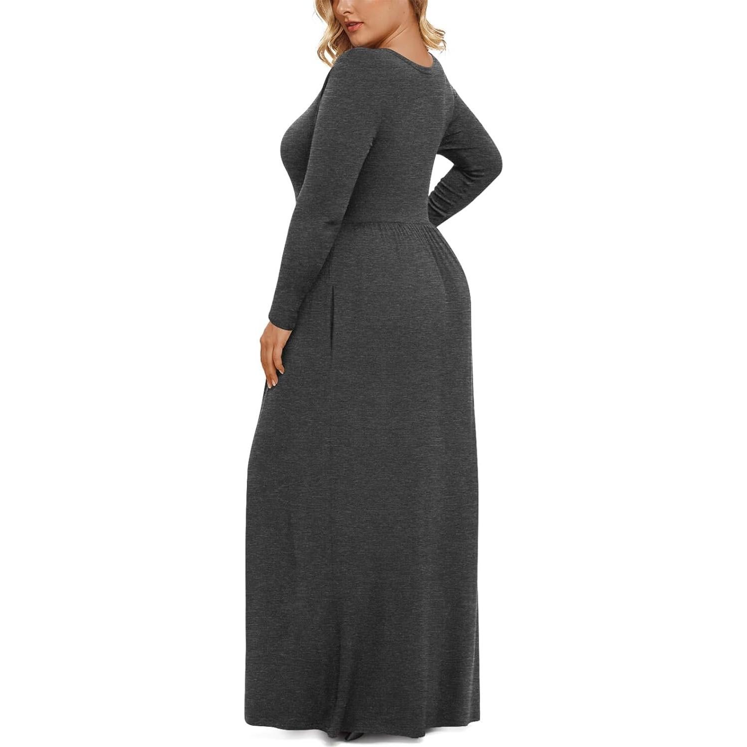 Vestido Maxi Talla Grande Longyuan Mujeres Curvas 4XL Gris