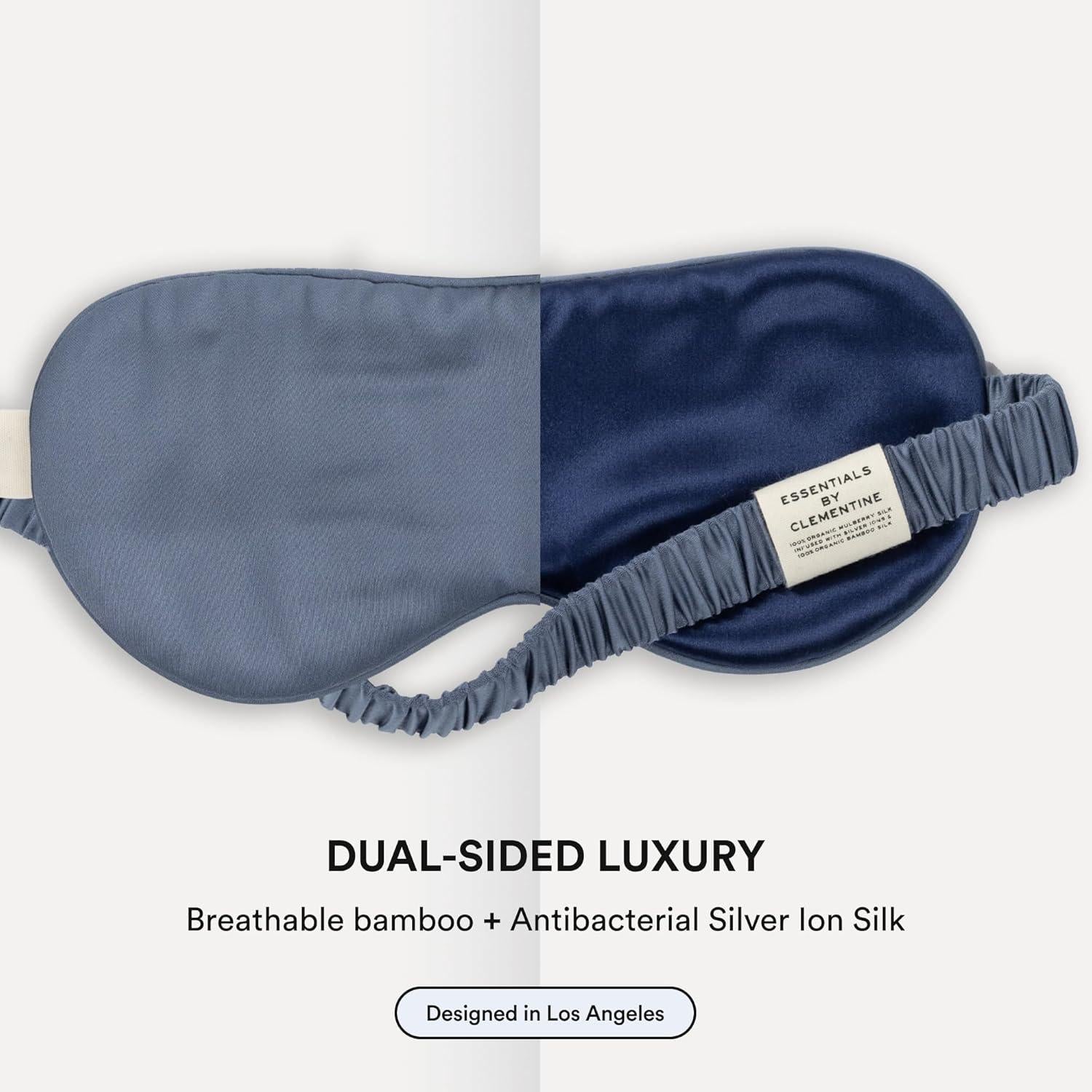 Máscara de Sueño Clementine Azul Laguna con Seda de Bambú