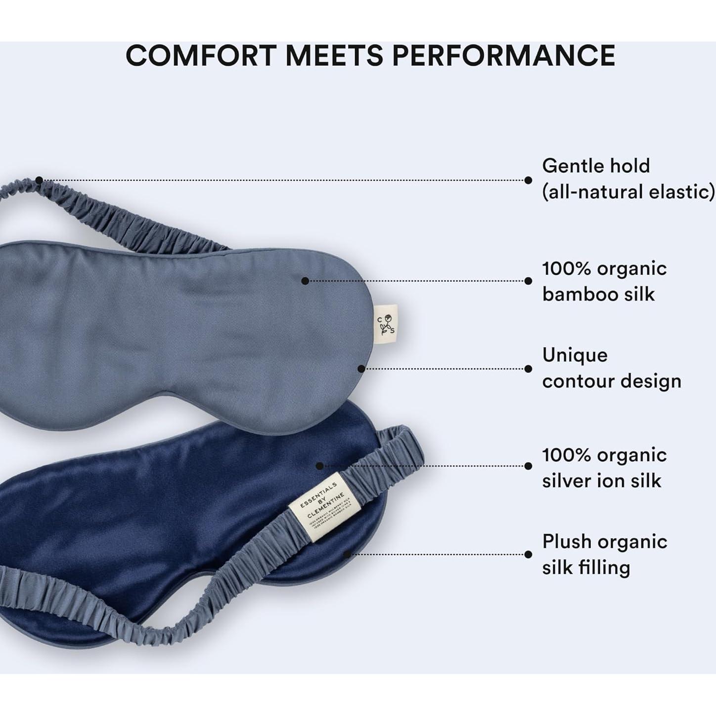 Máscara de Sueño Clementine Azul Laguna con Seda de Bambú