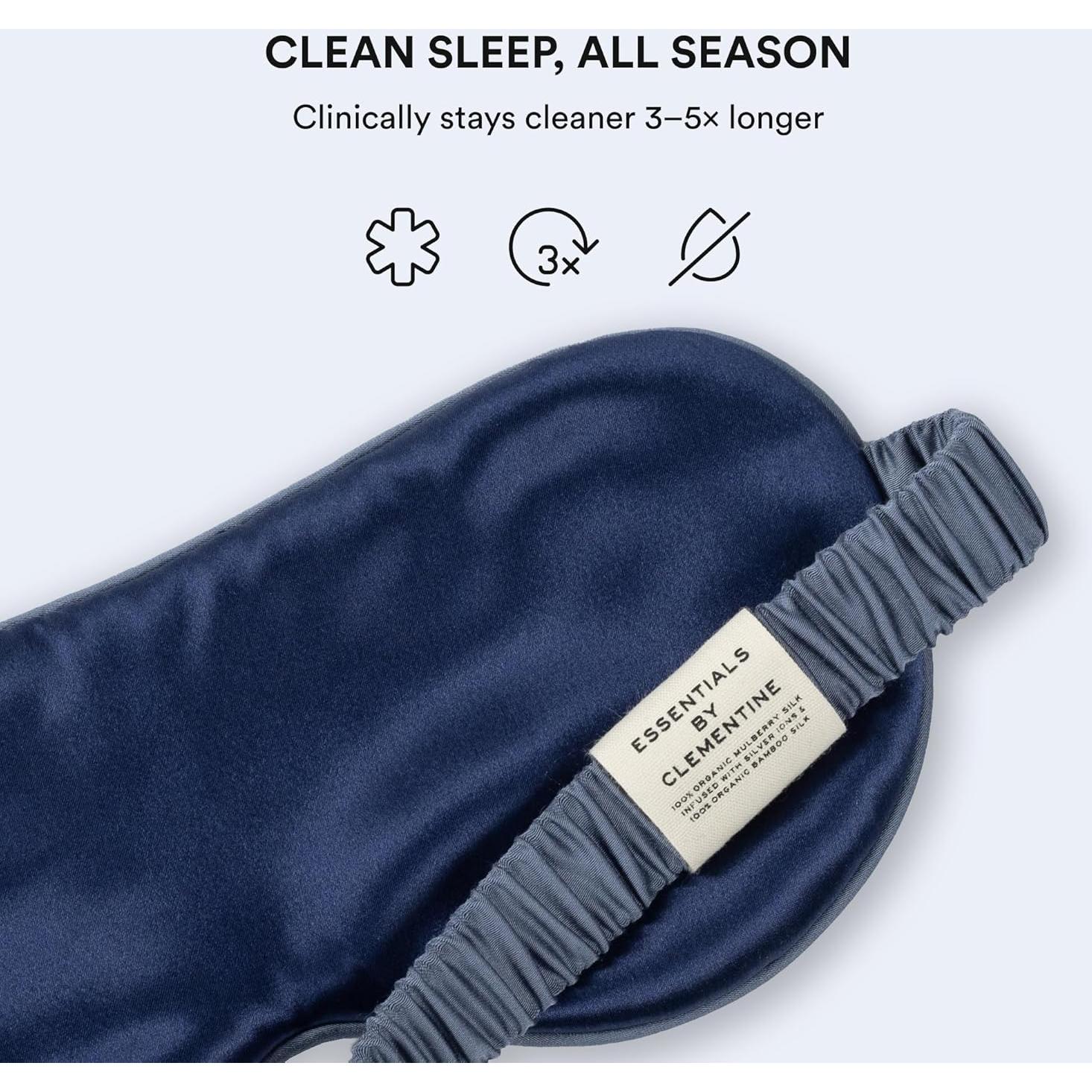 Máscara de Sueño Clementine Azul Laguna con Seda de Bambú