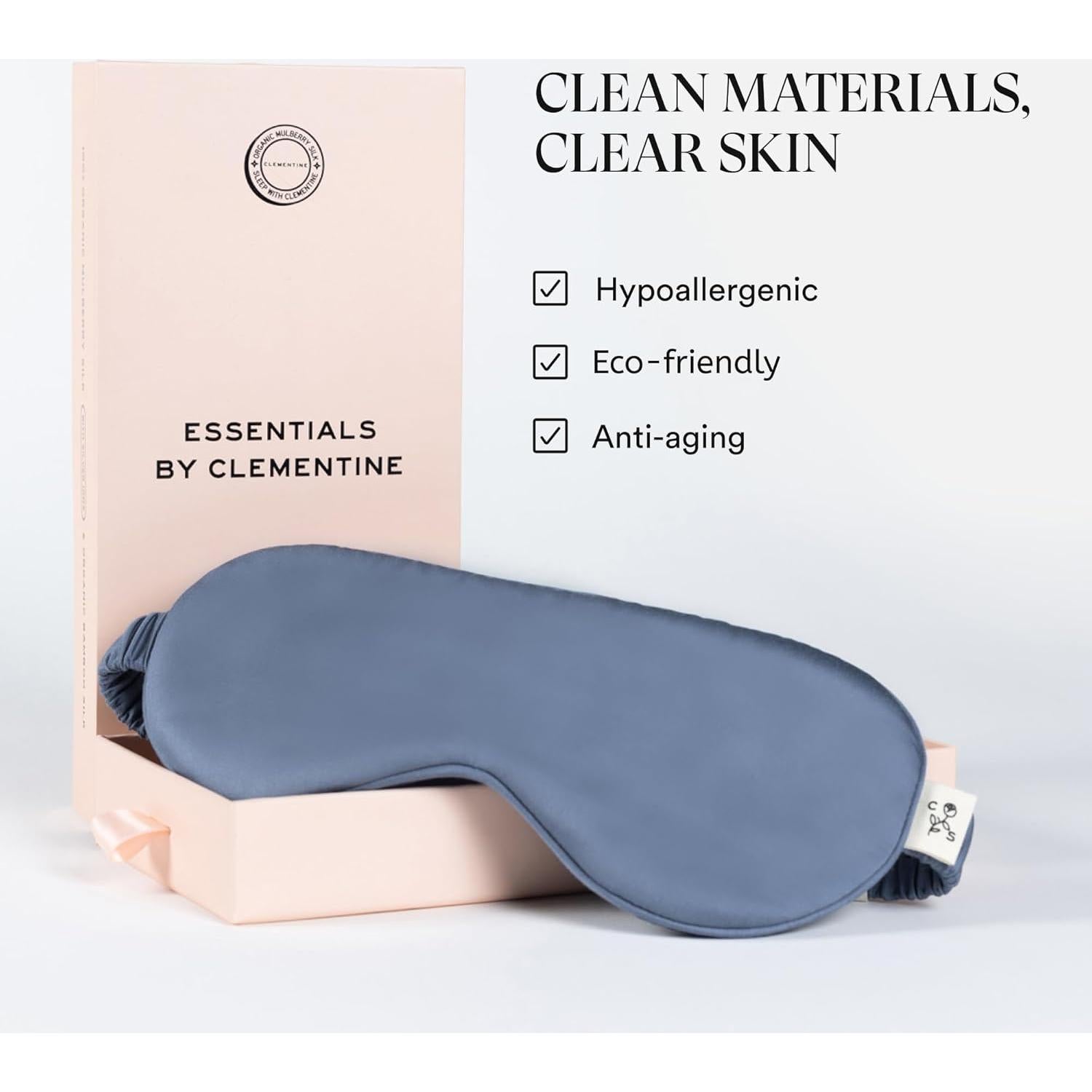 Máscara de Sueño Clementine Azul Laguna con Seda de Bambú