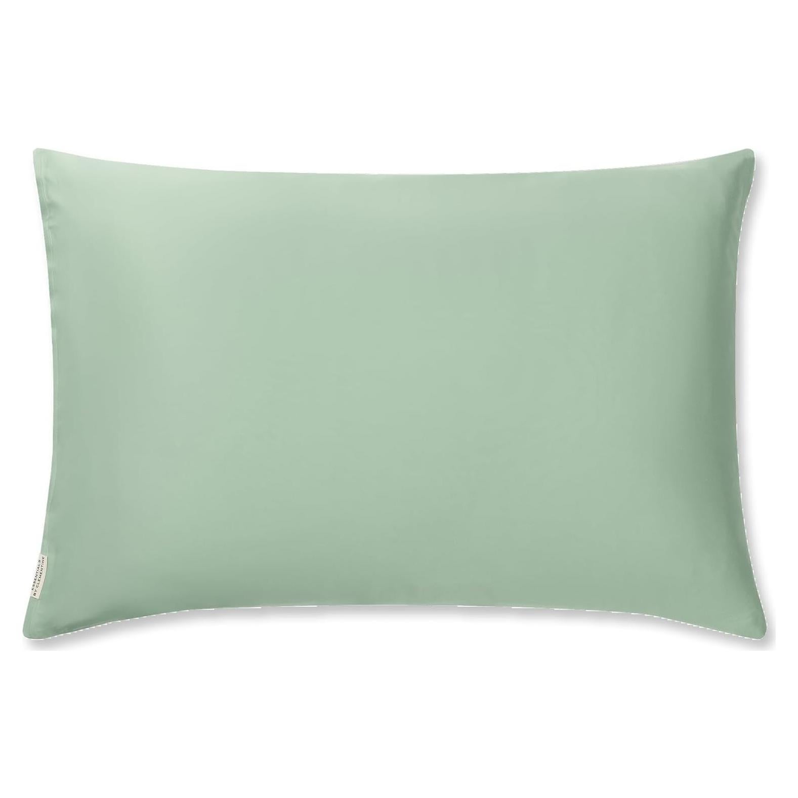 Funda de Almohada King Clementine Verde Seda de Bambú y Plata