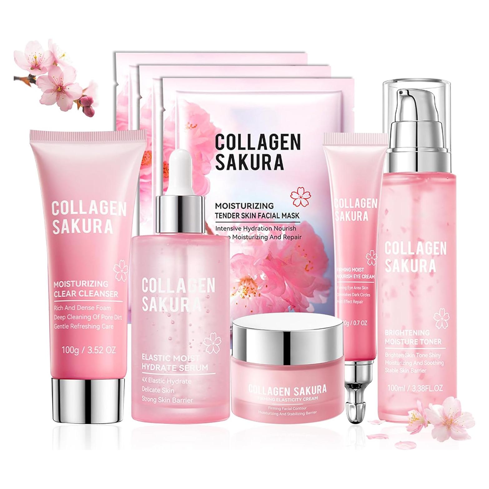 Kit de Cuidado de la Piel Sakura 8 Piezas Hidratante