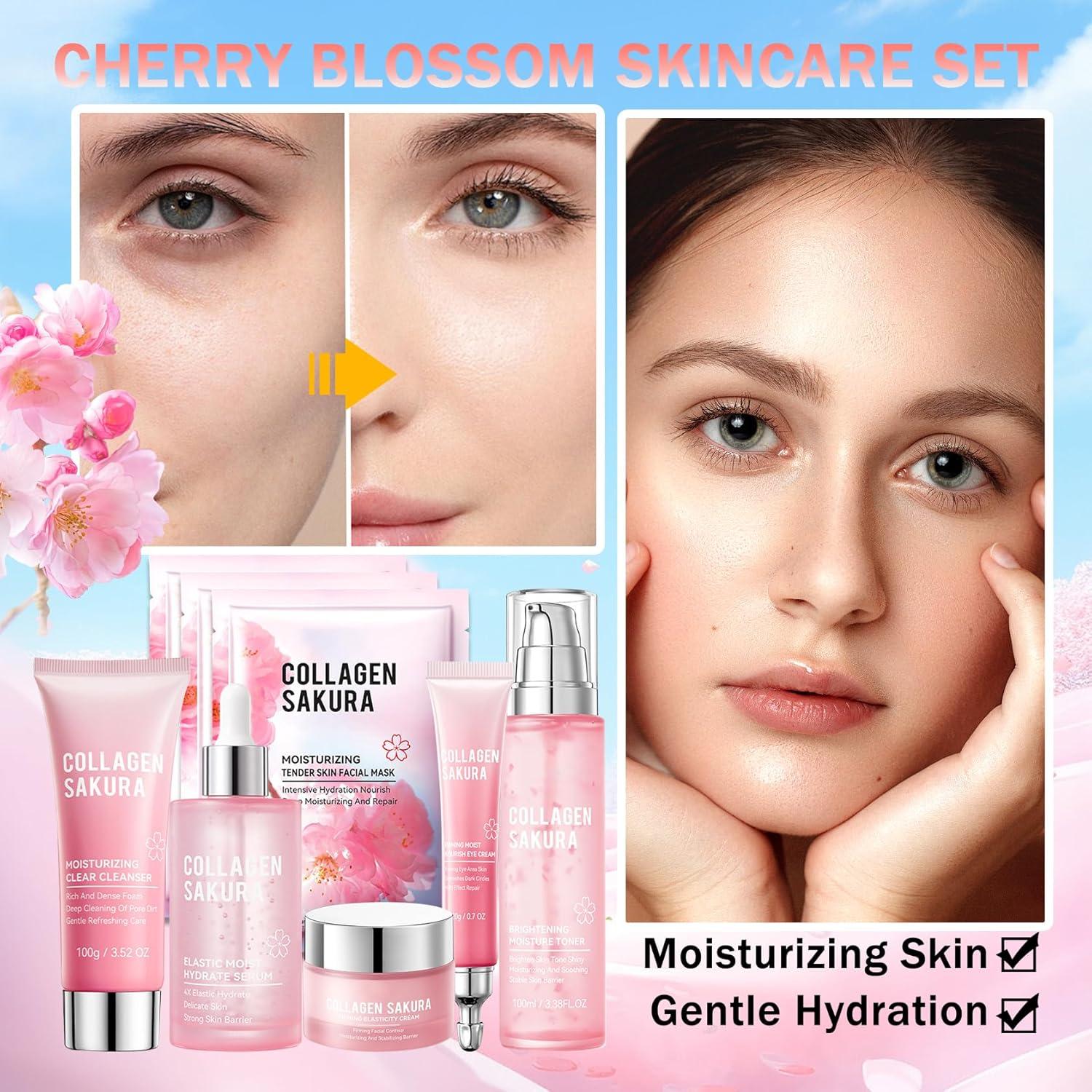 Kit de Cuidado de la Piel Sakura 8 Piezas Hidratante