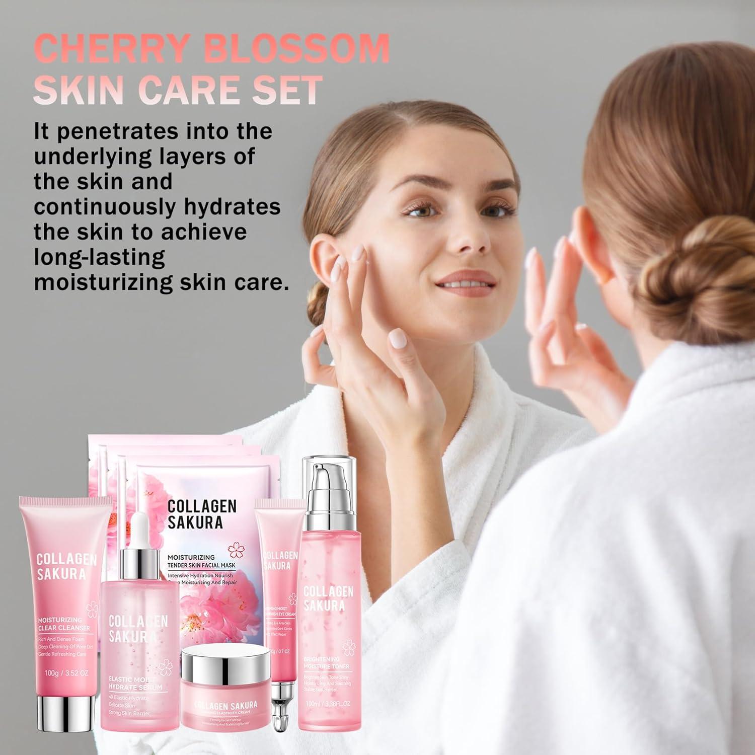 Kit de Cuidado de la Piel Sakura 8 Piezas Hidratante