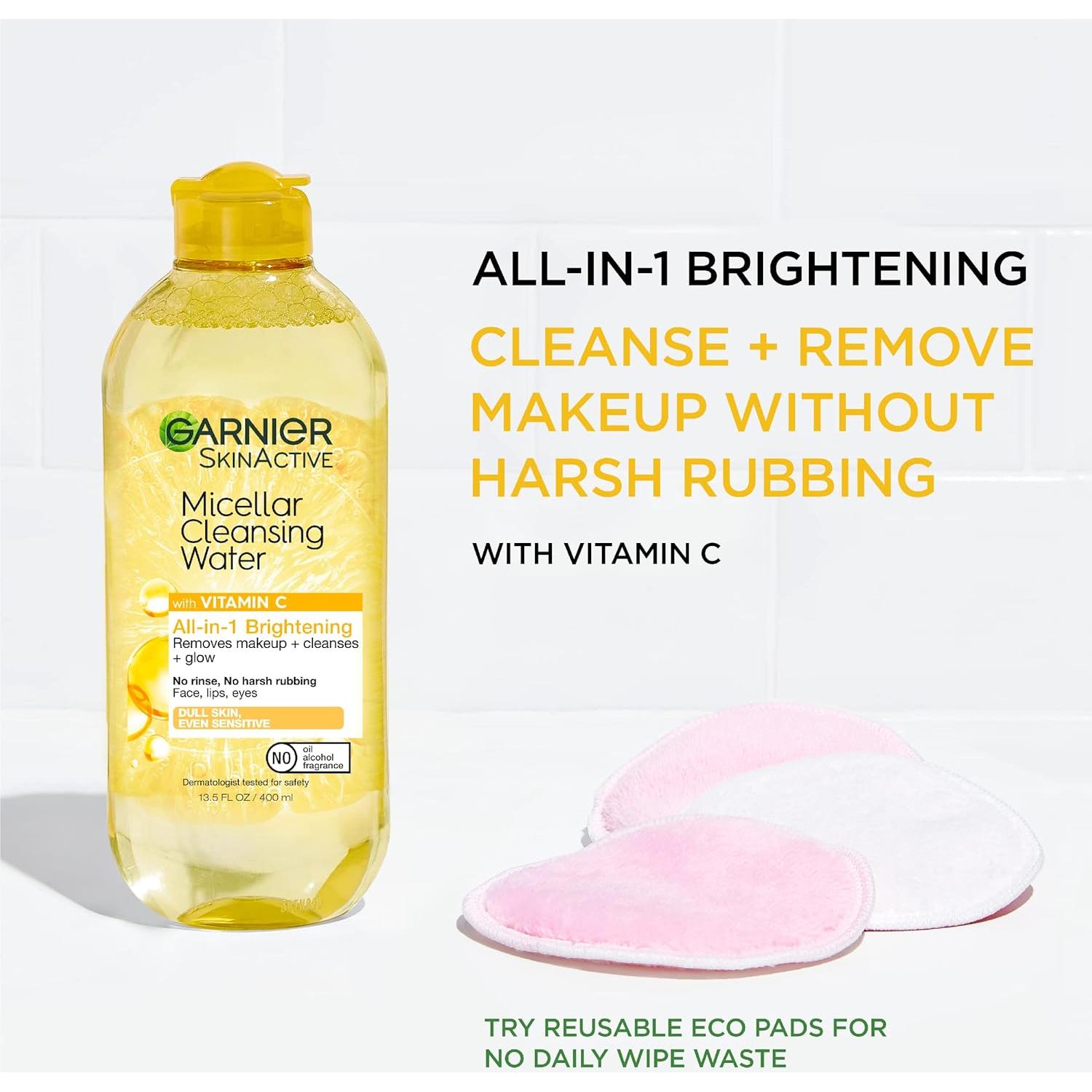 Agua Micelar Garnier con Vitamina C 400ml - Limpiador Facial Vegano